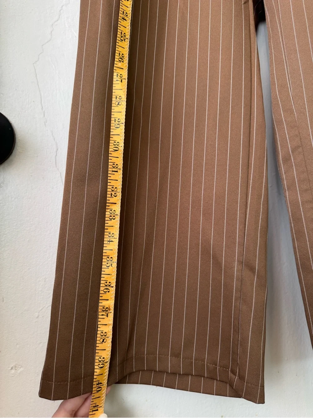 Tailored Wide-Leg Brown Pinstripe Men’s Trousers